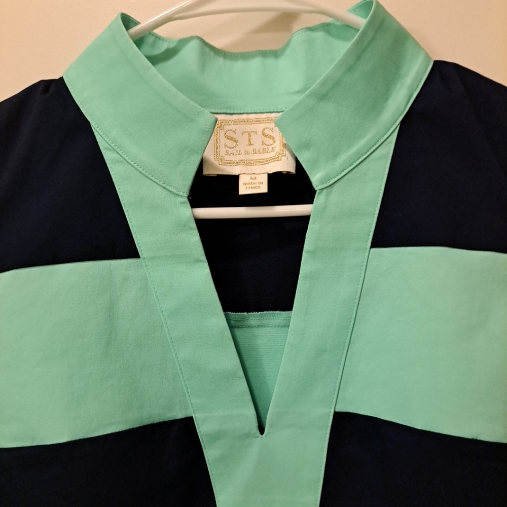STS  Sail To Sable Women's M Sleeveless Colorblock Dress Mint Green & N…